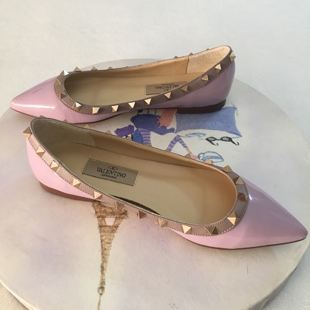 Authentic Valentino Rock-stud Ballerina Flats Sz37 - Picture 2 of 7